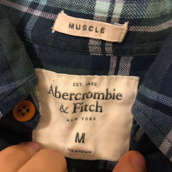 Abercrombie and Fitch Plaid Mens Medium Button Up Shirt - Picture 4 of 5